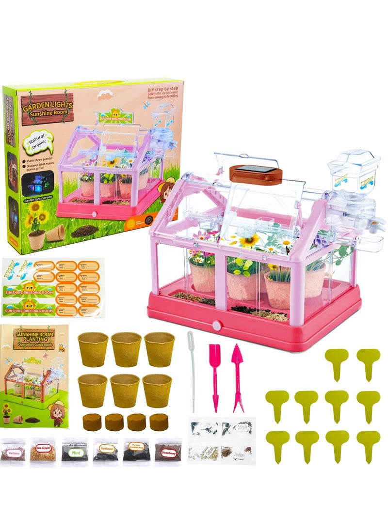 SYOSI Terrarium Kit for Kids, Plant Growing Kit with Greenhouse, Educational DIY Plant Gardening Toy, Kids Science Set with Solar Panel, Indoor Gardening Kit, Fun and Educational for Children  - Image 4