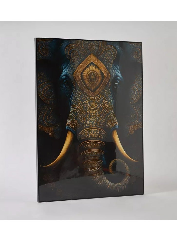 Home Box Ersel Elephant Face Framed Picture - 50x70x25 cm - Image 1