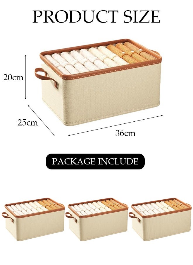 DUNISO - 3 Pieces Foldable Closet Storage Organizer Washable Closet Storage Box with Carrying Handles Cube Storage Bin for Clothes Wardrobe Home Bedroom Office - Image 1
