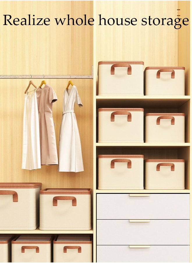 DUNISO - 3 Pieces Foldable Closet Storage Organizer Washable Closet Storage Box with Carrying Handles Cube Storage Bin for Clothes Wardrobe Home Bedroom Office - Image 1