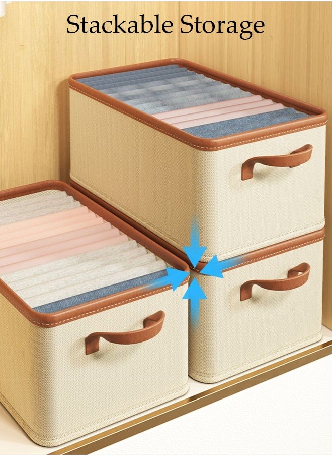 DUNISO - 3 Pieces Foldable Closet Storage Organizer Washable Closet Storage Box with Carrying Handles Cube Storage Bin for Clothes Wardrobe Home Bedroom Office - Image 1