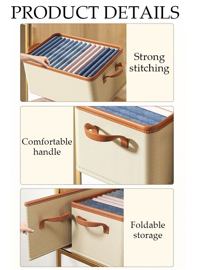 DUNISO - 3 Pieces Foldable Closet Storage Organizer Washable Closet Storage Box with Carrying Handles Cube Storage Bin for Clothes Wardrobe Home Bedroom Office - Image 1