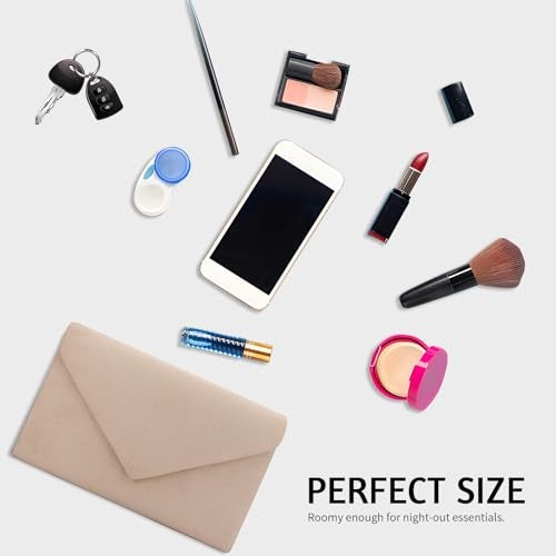BBjinronjy Clutch Purse Evening Bag for Women Evening Wedding Party Velvet Suede Pleated Handbag (Nude) - Image 3