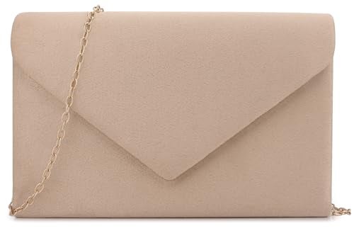 BBjinronjy Clutch Purse Evening Bag for Women Evening Wedding Party Velvet Suede Pleated Handbag (Nude) - Image 1