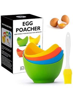 Generic Set of 4 Silicone Egg Poacher Cups with Ring Standers for Microwave, Air Fryer, and Stovetop Egg Cooking - Non-Stick, BPA-Free Egg Boiler Mold Cup for Perfect Poached Eggs  - Image 2