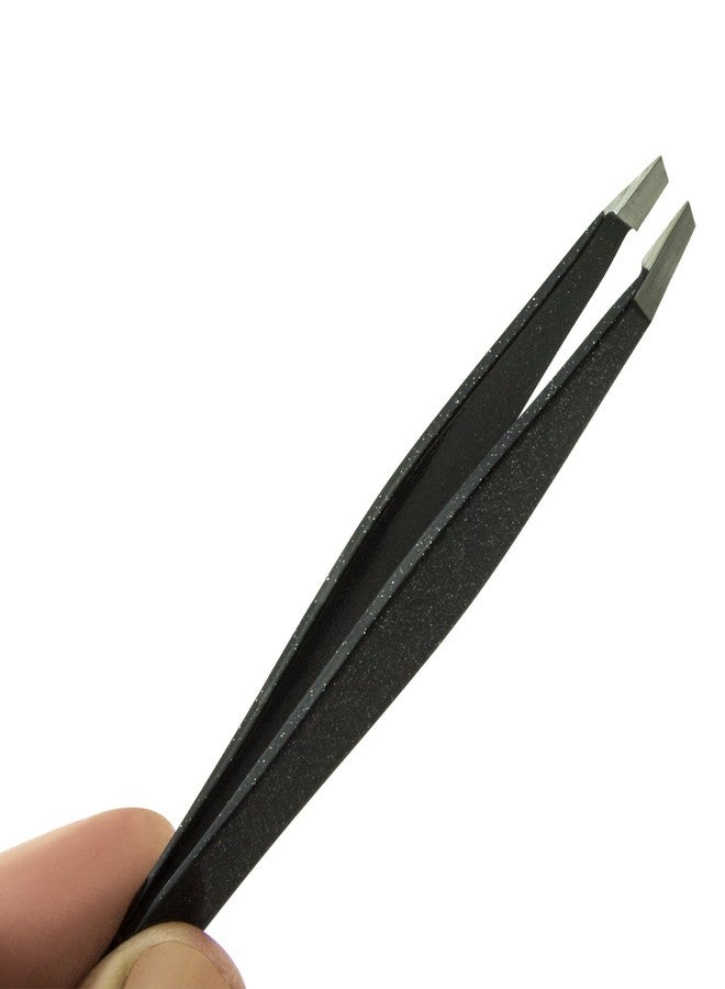 Zizzili Basics Tweezers - Surgical Grade Stainless Steel - Slant Tip for Expert Eyebrow Shaping and Facial Hair Removal - with Protective Pouch - Best Tweezer for Men and Women (Black) - Image 3