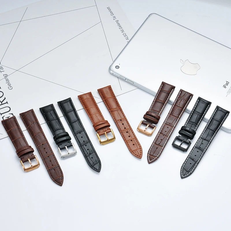 Bluejw 14mm 16mm 18mm 20mm 22mm 24mm Crocodile Pattern Genuine Leather Smart Watch Straps – Replace the Watch Strap for Apple Watch Samsung Galaxy Fit and More - Image 3
