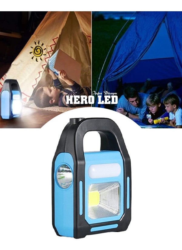 Hero Led 3 Watt Rechargeable Solar Powered Solar Flashlight 3 Mode Camping Lamp  - Image 1