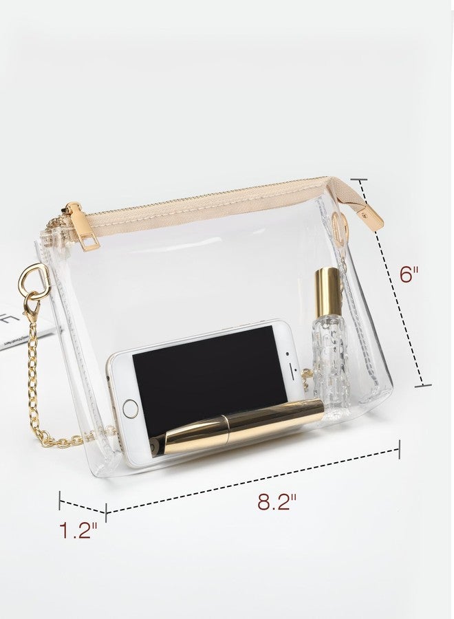 BS-VOG Clear Purse for Women - Stadium Approved Crossbody Bag, Small Stadium Bag for Concerts & Sports Events, Beige - Image 3