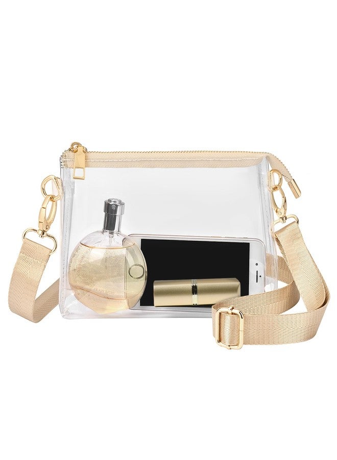BS-VOG Clear Purse for Women - Stadium Approved Crossbody Bag, Small Stadium Bag for Concerts & Sports Events, Beige - Image 1