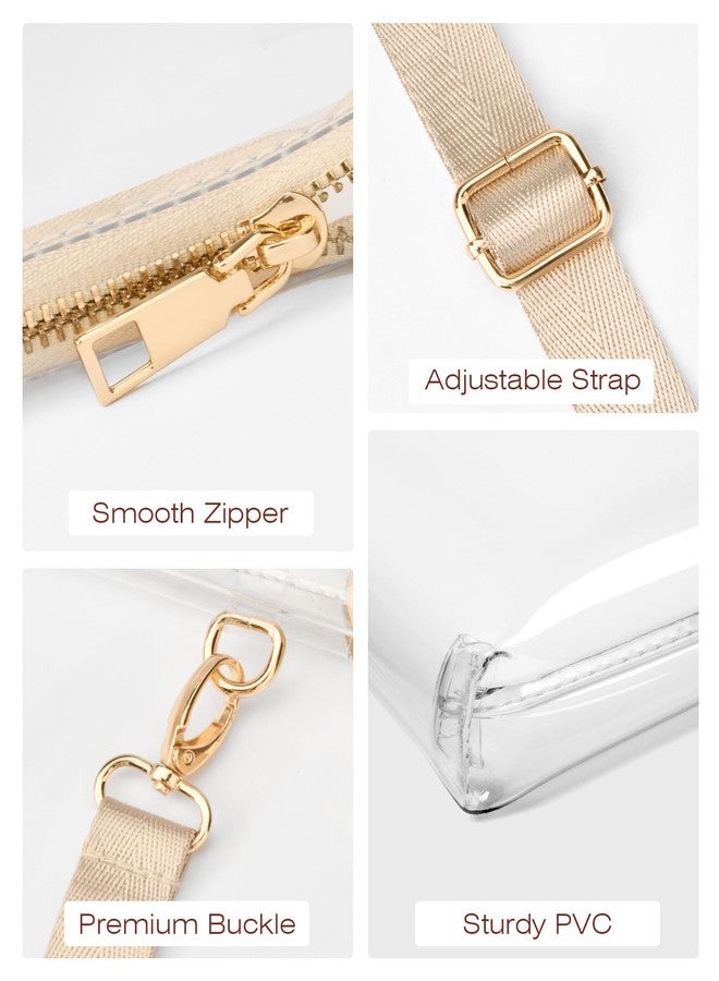 BS-VOG Clear Purse for Women - Stadium Approved Crossbody Bag, Small Stadium Bag for Concerts & Sports Events, Beige - Image 4