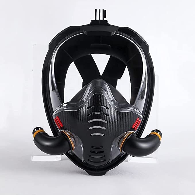 Matiko Full Face Snorkel Mask,Double-Tube Dry Top Diving Mask 180°Panoramic Anti-Fog & Anti-Leak with Detachable Camera Mount,Easy Breathing and Professional Snorkeling Gear for Adults (Black L/XL) - Image 4