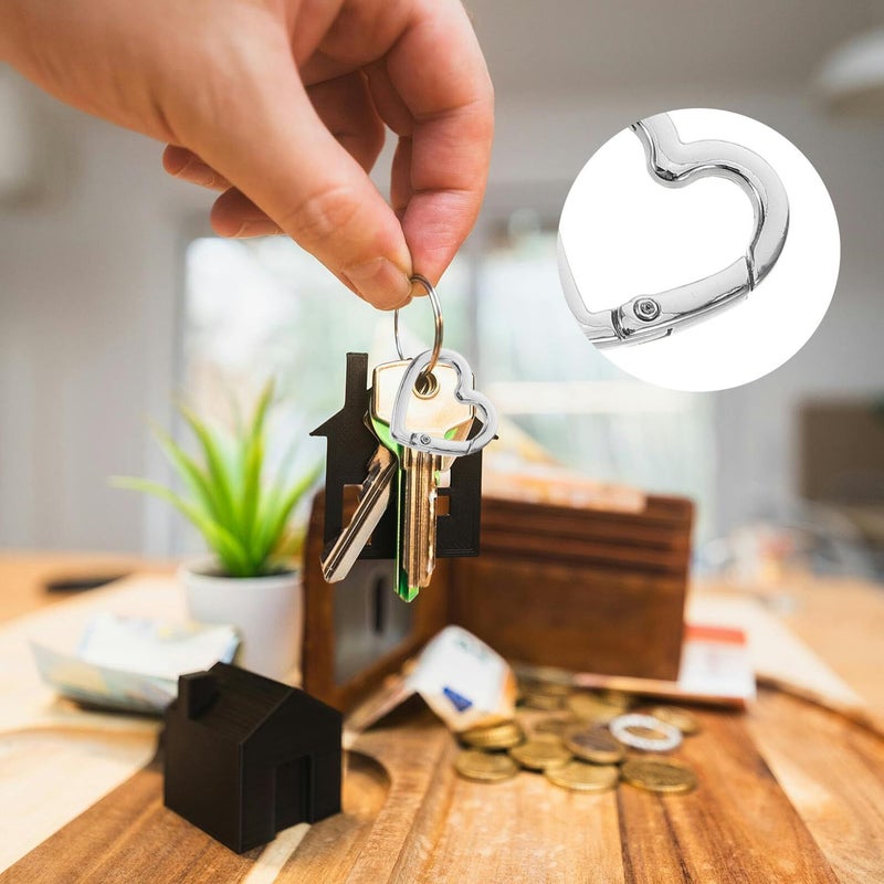 4Pcs Heart Keychain Carabiner Clips Zinc Alloy Spring Loaded Lobster Claw Hooks 25mm For Travel Outdoor - Image 4