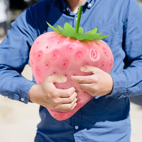 Woration 13inch Plastic Fake Oversize Pink Strawberry Artificial Fruit Decoration Realistic Prop for Home Kitchen Cabinet Party Ornament Basket Display - Image 5