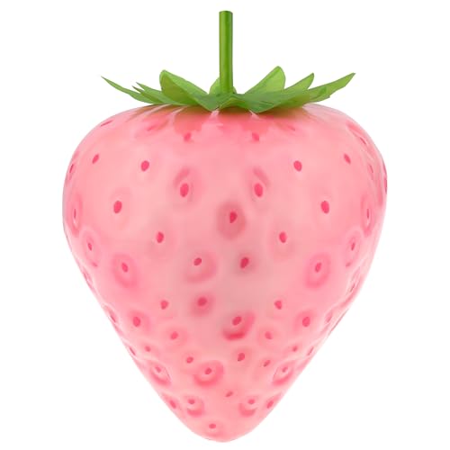 Woration 13inch Plastic Fake Oversize Pink Strawberry Artificial Fruit Decoration Realistic Prop for Home Kitchen Cabinet Party Ornament Basket Display - Image 1