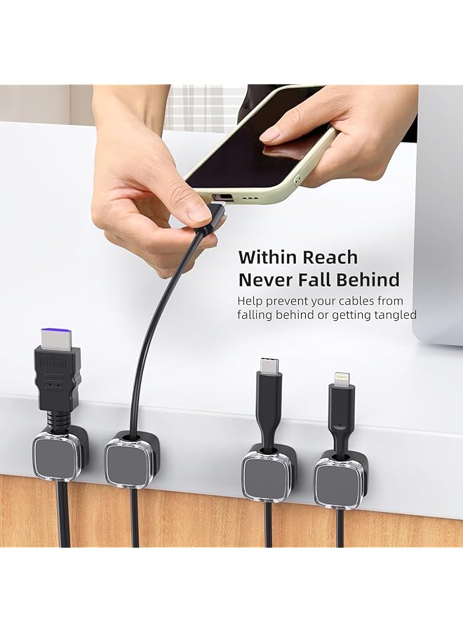 إيروريكس مشابك كابلات مغناطيسية متعددة الأغراض ومنظم أسلاك تحت المكتب وإدارة الكابلات وحامل أسلاك لاصق للمنزل والمكتب والهاتف والسيارة والحائط وسطح المكتب وطاولة بجانب السرير باللون الأسود - Image 2