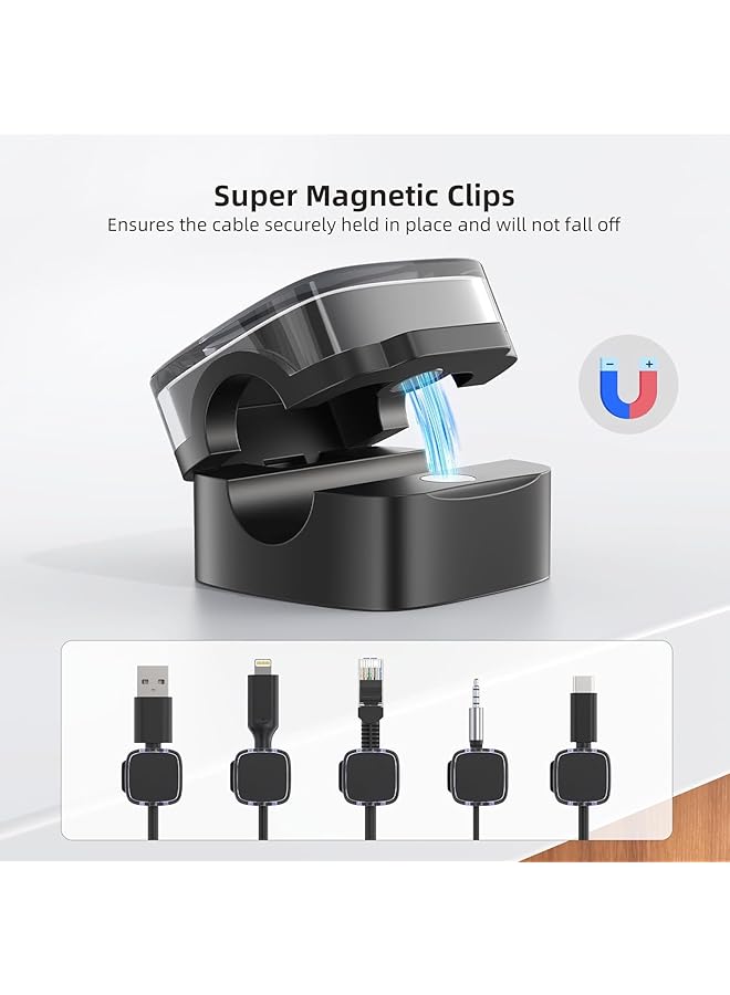 إيروريكس مشابك كابلات مغناطيسية متعددة الأغراض ومنظم أسلاك تحت المكتب وإدارة الكابلات وحامل أسلاك لاصق للمنزل والمكتب والهاتف والسيارة والحائط وسطح المكتب وطاولة بجانب السرير باللون الأسود - Image 4