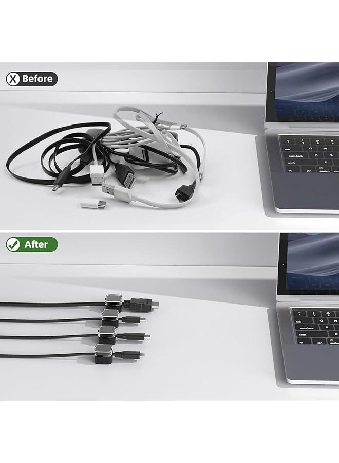 إيروريكس مشابك كابلات مغناطيسية متعددة الأغراض ومنظم أسلاك تحت المكتب وإدارة الكابلات وحامل أسلاك لاصق للمنزل والمكتب والهاتف والسيارة والحائط وسطح المكتب وطاولة بجانب السرير باللون الأسود - Image 3