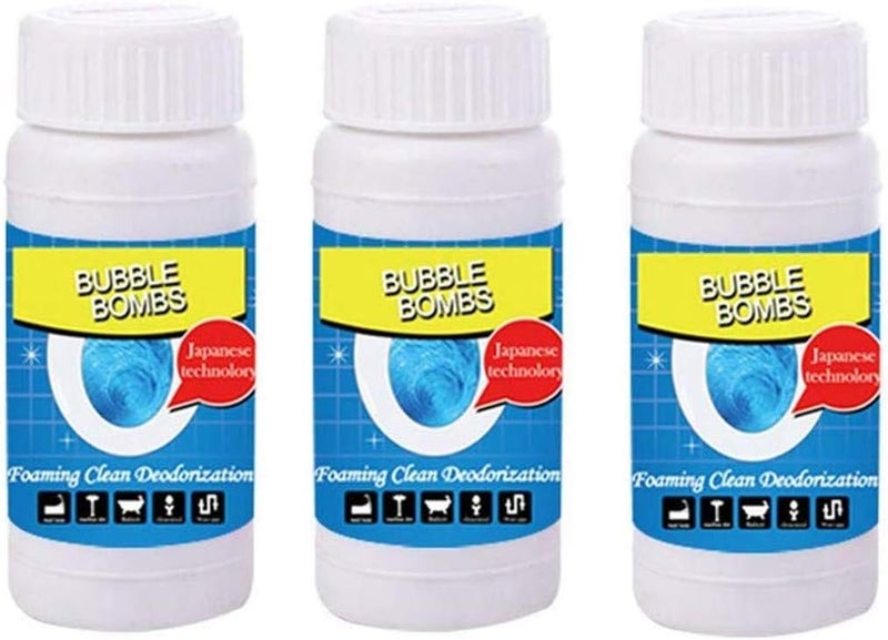 klarako Pipe Dredge Deodorant,Powerful Sink and Drain Cleaner Magic Bubble Bombs Fast Foaming Pipe Cleaner Deodorant Chemical Powder Dredge Agent for Kitchen Toilet Pipeline Quick Cleaning Tool (3Pcs) - Image 1