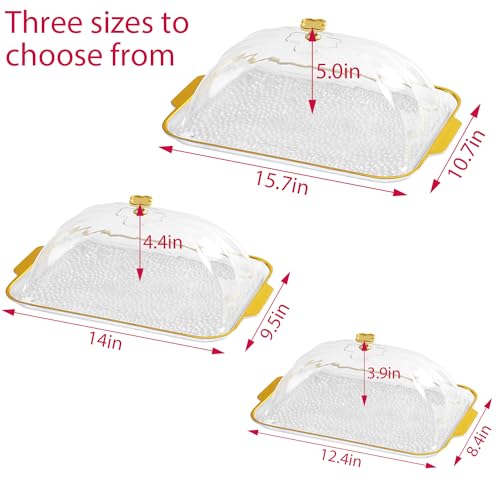 HomDSim Cake Plate with Dome Cake Stand with CoverPlastic Serving Platter Tray with Lid ShatterProof Perfect for Display Party Entertaining 124Rectang Tray wih Lid - Image 3