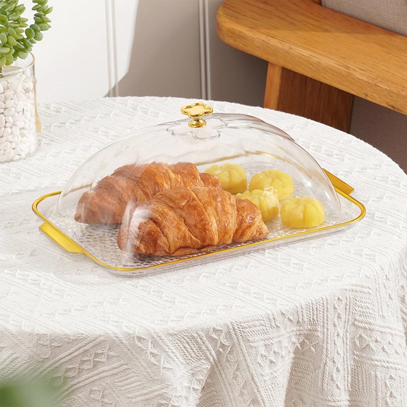 HomDSim Cake Plate with Dome Cake Stand with CoverPlastic Serving Platter Tray with Lid ShatterProof Perfect for Display Party Entertaining 124Rectang Tray wih Lid - Image 2