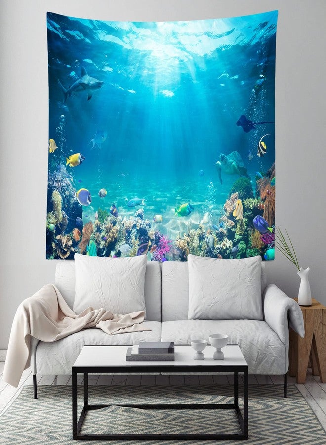 Loccor Underwater World Tapestry Blue Ocean Wall Hanging Under the Sea Coral Reef Wall Tapestry 80X60 Inches Tropical Fish Tank Undersea Tapestries Marine Wall Art for Bedroom Living Room Dorm Decor - Image 5