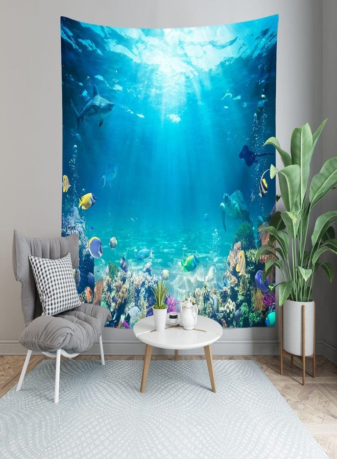 Loccor Underwater World Tapestry Blue Ocean Wall Hanging Under the Sea Coral Reef Wall Tapestry 80X60 Inches Tropical Fish Tank Undersea Tapestries Marine Wall Art for Bedroom Living Room Dorm Decor - Image 4