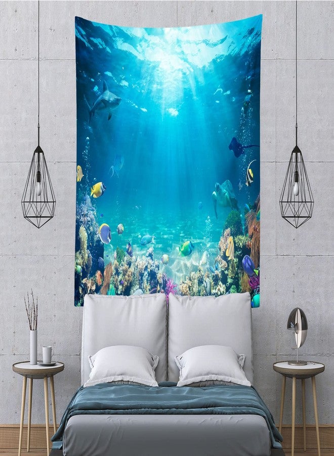 Loccor Underwater World Tapestry Blue Ocean Wall Hanging Under the Sea Coral Reef Wall Tapestry 80X60 Inches Tropical Fish Tank Undersea Tapestries Marine Wall Art for Bedroom Living Room Dorm Decor - Image 3