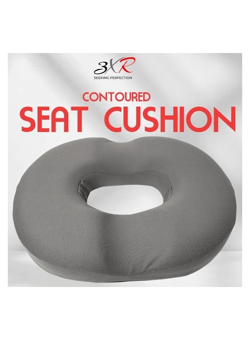 3XR Premium Donut Cushion. Memory Foam Pillow. High-quality Donut Pillow Seat Cushion for Car Chair Home and Office .  1 Pcs - Grey - Image 1