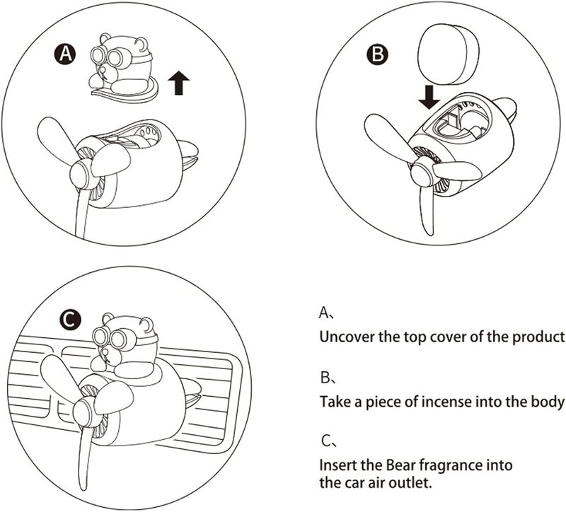 SWIUKPHE Car Perfume, Car Fragrance Holder, Funny Car Air Freshener, Bear Pilot Car Air Fresheners Automotive Air Outlet Creative Car Perfume Fragrance - Image 5