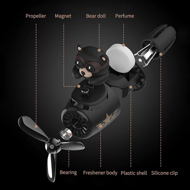 SWIUKPHE Car Perfume, Car Fragrance Holder, Funny Car Air Freshener, Bear Pilot Car Air Fresheners Automotive Air Outlet Creative Car Perfume Fragrance - Image 3