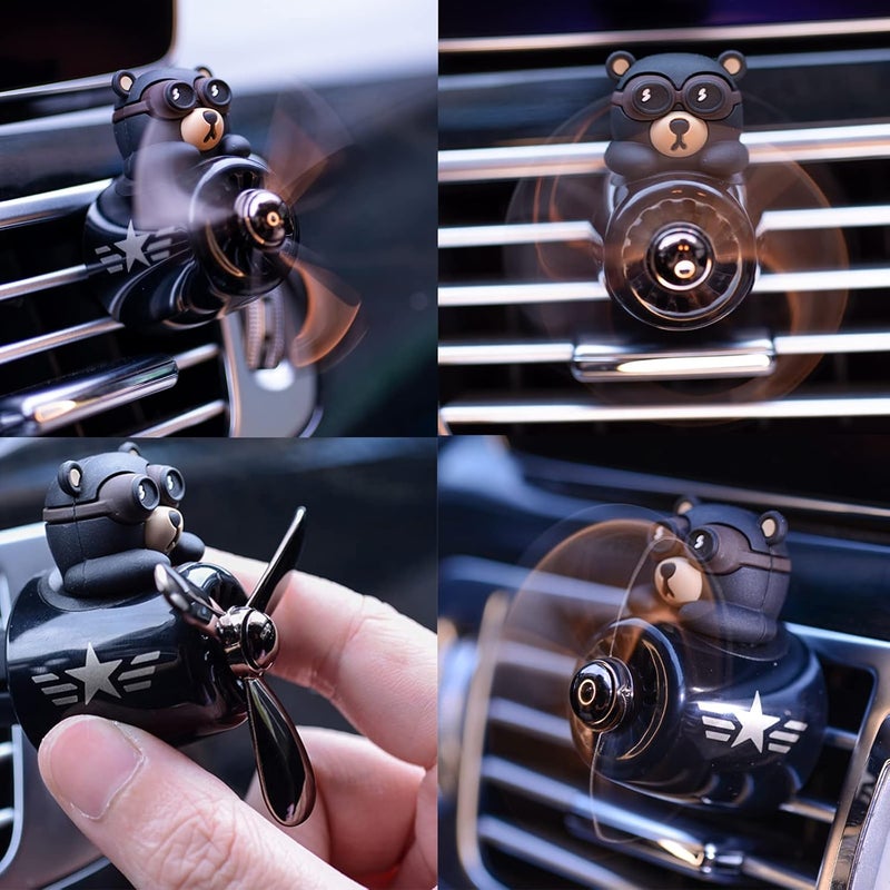 SWIUKPHE Car Perfume, Car Fragrance Holder, Funny Car Air Freshener, Bear Pilot Car Air Fresheners Automotive Air Outlet Creative Car Perfume Fragrance - Image 2