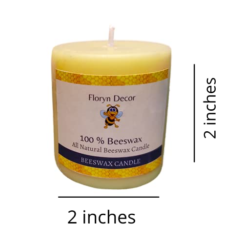 Floryn Decor® Beeswax Pillar Candle | Natural Beeswax Candle | Size 2 by 2 | Unscented | Set of 3 - Image 3
