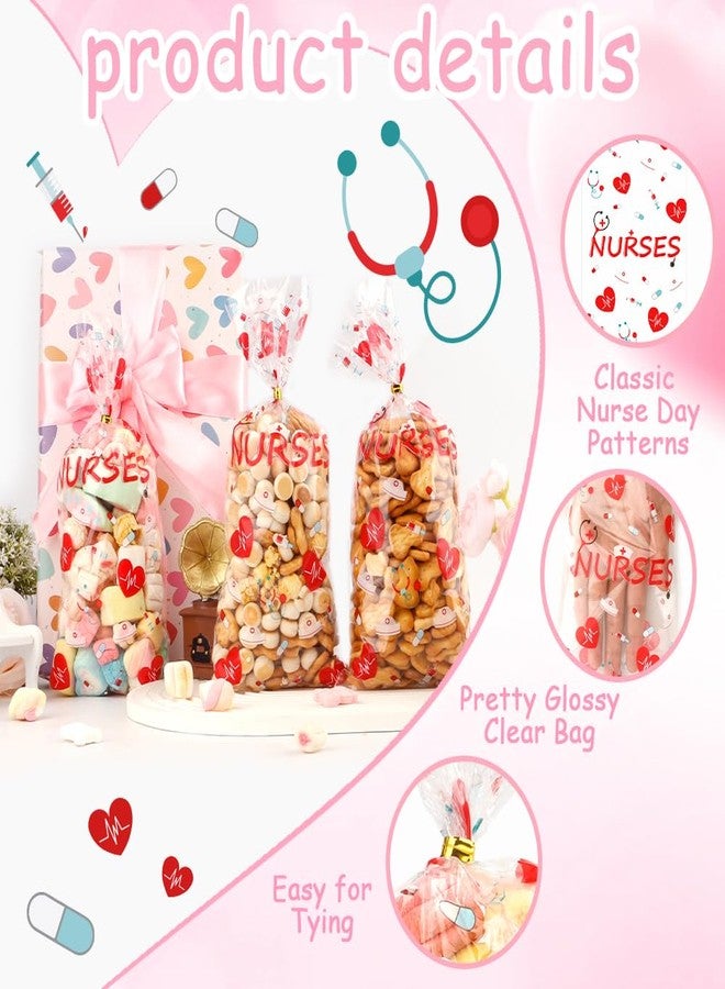 Linsuminn Nurse Gift Bag, Nurses Week Gifts, 60 PCS Nursing Cellophane Treat Bags, Clear Nurses Candy Goodie Cookie Bags with Twist Ties for National Nurse Day Nursing Graduation Congrats Party Favors Supplies - Image 3