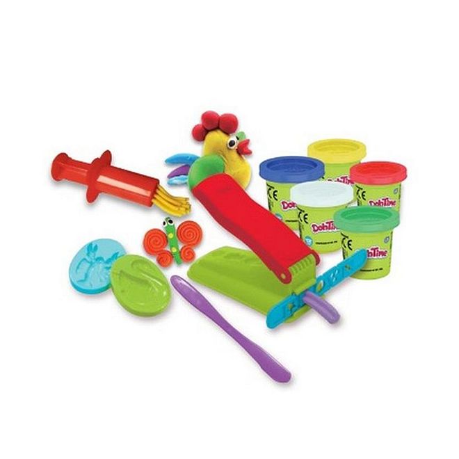 DohTime Play Dough Set - Rainbow Colors Dough Bucket, Creative Shapes, 425g for Ages 3+ with Tools - Image 2