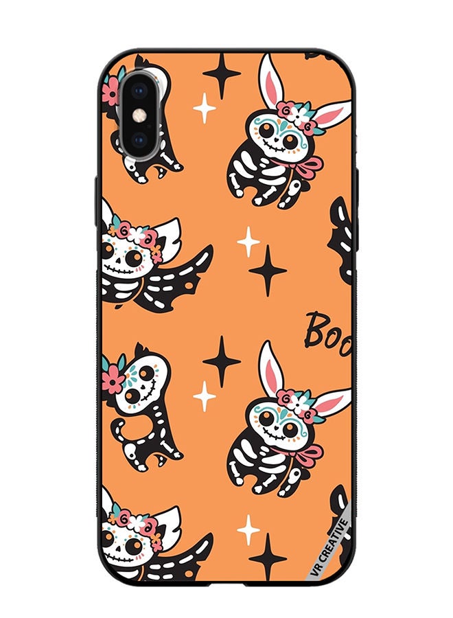 VR CREATIVE Protective Case Cover For Apple iPhone XS Max Skeletons Of Cute Animals On Orange Design Multicolour - Image 1