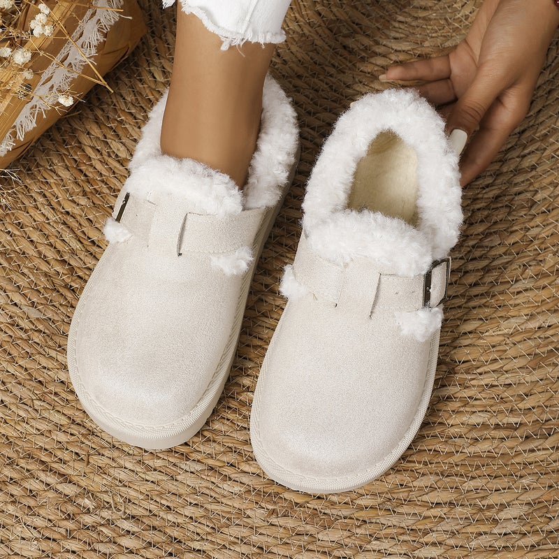 Fashion Thick-Soled Plush Buckle Warm Cotton Shoes Casual Round-Toe Large Size Snow Boots - Image 1