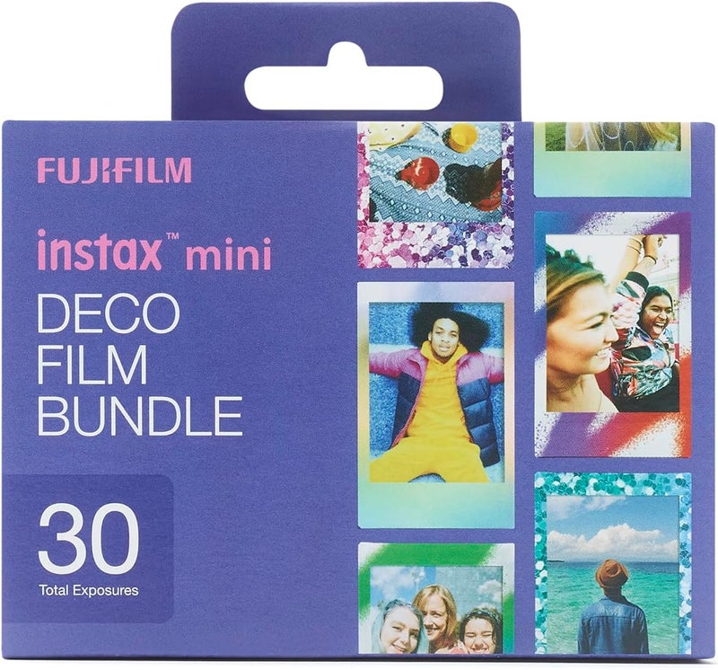 إنستاكس حزمة فيلم mini DECO، 30 لقطة تحتوي على عبوة واحدة من 10 لقطات من تصميمات حدود كونفيتي وذيل حورية البحر ورذاذ الفن - Image 2