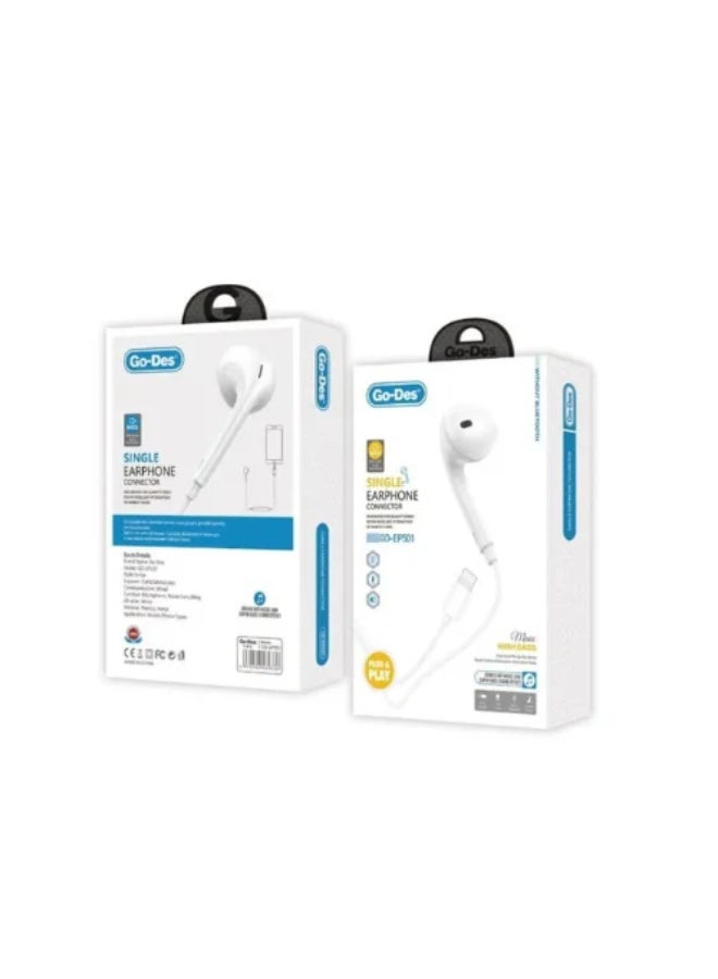 GO-DES Go Des Single Earphone Connector (White) – GD-EP501 - Image 3