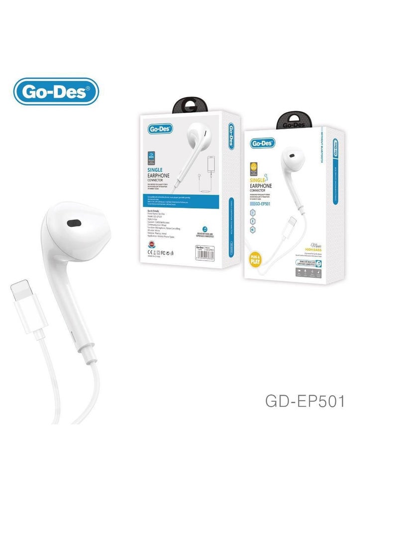 GO-DES Go Des Single Earphone Connector (White) – GD-EP501 - Image 2