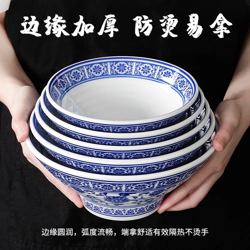 Imitation Blue And White Melamine Tableware Noodle Bowl Commercial Imitation Porcelain Plastic Creative Noodles Ramen Bowl Rice Noodle Soup Bowl Special For Noodle House - Image 3