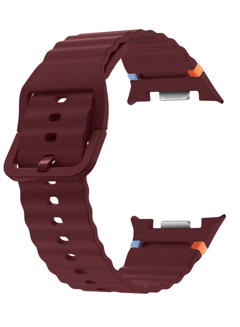 CATANES Silicone Ocean Band for Samsung Galaxy Watch 8 Classic 46mm and Watch 8 40mm 44mm - Sport Band Strap - Wine Red - Image 1