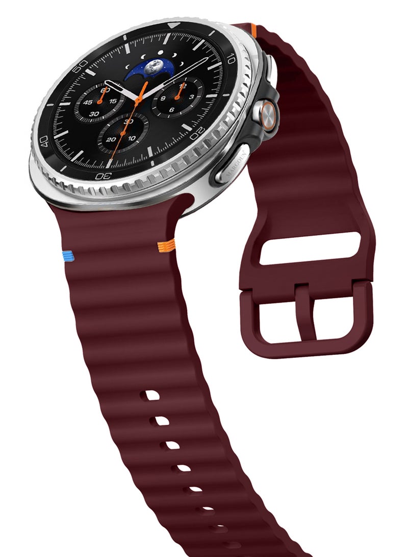 CATANES Silicone Ocean Band for Samsung Galaxy Watch 8 Classic 46mm and Watch 8 40mm 44mm - Sport Band Strap - Wine Red - Image 5