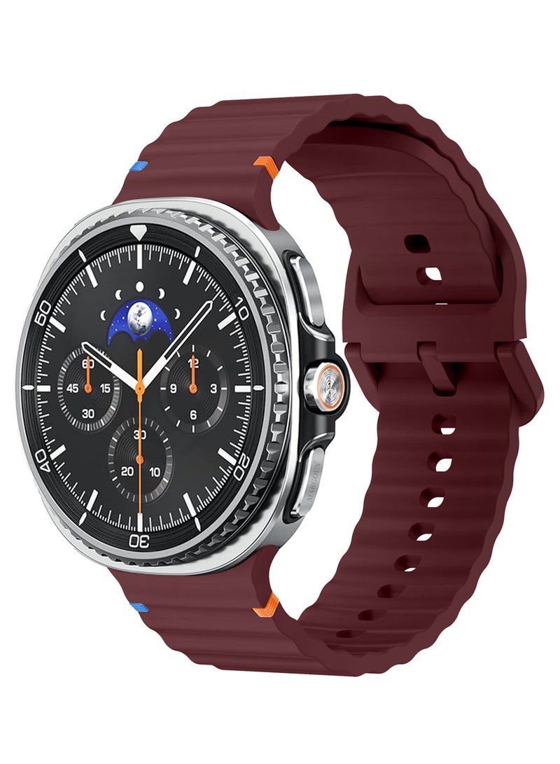 CATANES Silicone Ocean Band for Samsung Galaxy Watch 8 Classic 46mm and Watch 8 40mm 44mm - Sport Band Strap - Wine Red - Image 2