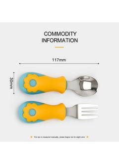 StarAndDaisy Steel Spoon & Fork Set For Babies With Soft Silicone Handle | Non Toxic, Food Safe And Bpa Free | Washable And Reusable.  - Image 5