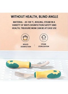 StarAndDaisy Steel Spoon & Fork Set For Babies With Soft Silicone Handle | Non Toxic, Food Safe And Bpa Free | Washable And Reusable.  - Image 2