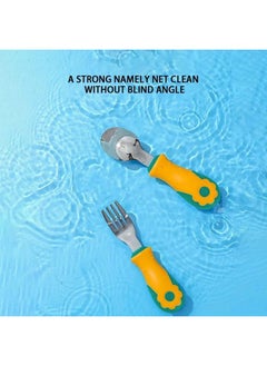 StarAndDaisy Steel Spoon & Fork Set For Babies With Soft Silicone Handle | Non Toxic, Food Safe And Bpa Free | Washable And Reusable.  - Image 3