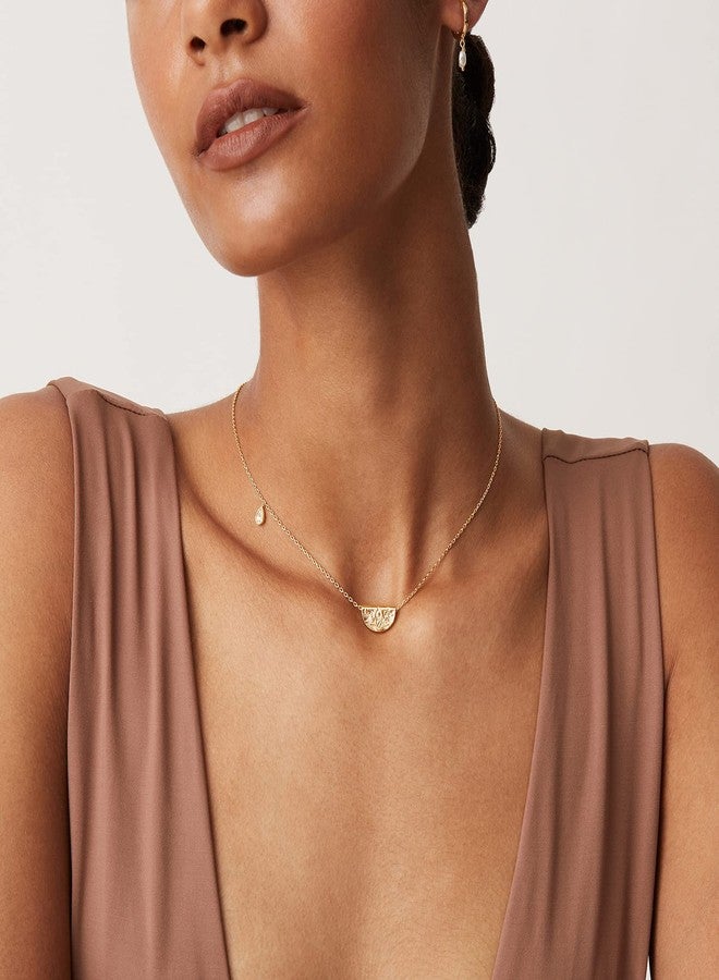PAVOI 14K Gold Plated Engraved Coin Pendant Necklaces for Women | Byzantine Coin Pendants | Bohemian Necklace, 15mm x 10mm, White Gold, coin - Image 4