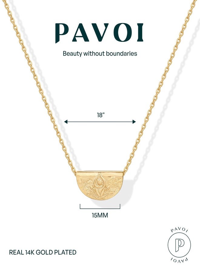 PAVOI 14K Gold Plated Engraved Coin Pendant Necklaces for Women | Byzantine Coin Pendants | Bohemian Necklace, 15mm x 10mm, White Gold, coin - Image 3