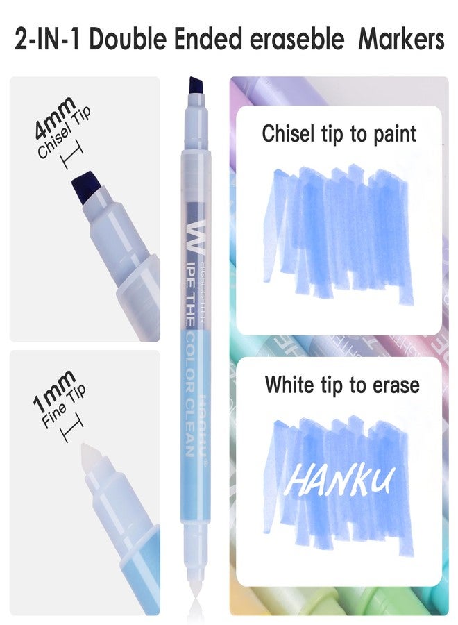 HANKU Pastel Erasable Highlighters,10 Pack Chisel Tip,Bible Highlighters Assorted Colors,Erasable Markers for Highlighting and Marking,Smooth Writing Book Journaling,Highlighters Erasable - Image 3